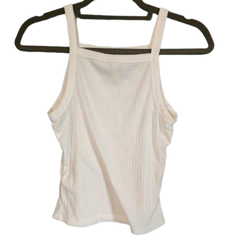 EUC Mudd White Ribbed Tank Top